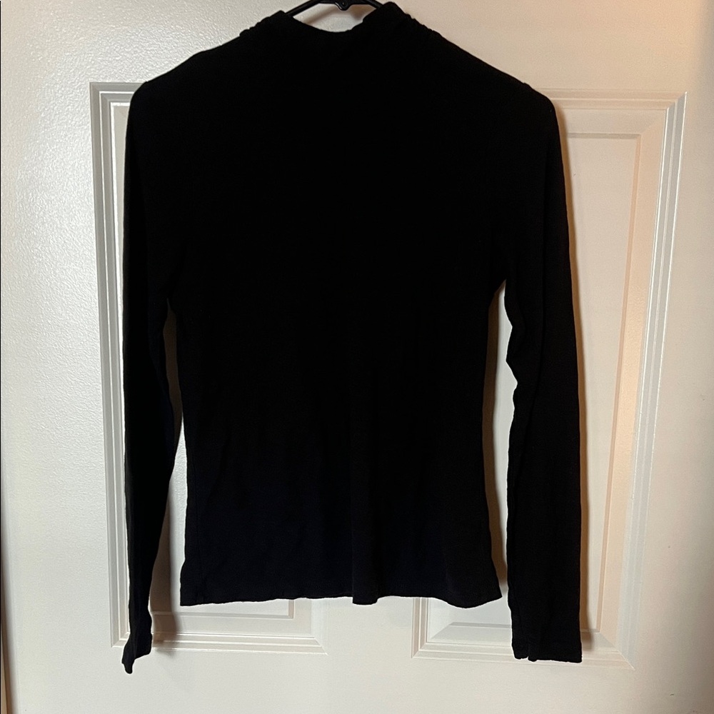 James Perse Classic Mock Neck Black Long Sleeve Top